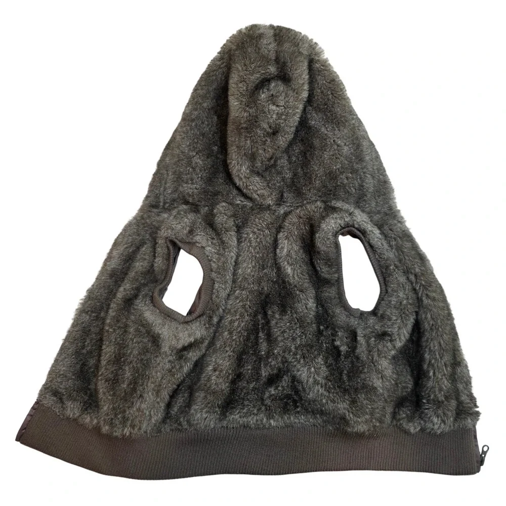 Old Navy Girls Brown Faux Fur Hooded Vest Zip Front Shaggy Size M 8